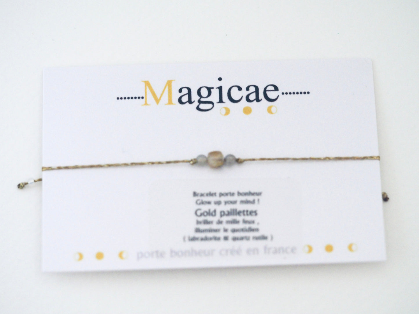 Bracelet porte bonheur glow up Your mind GOLD PAILLETTES - Magicae