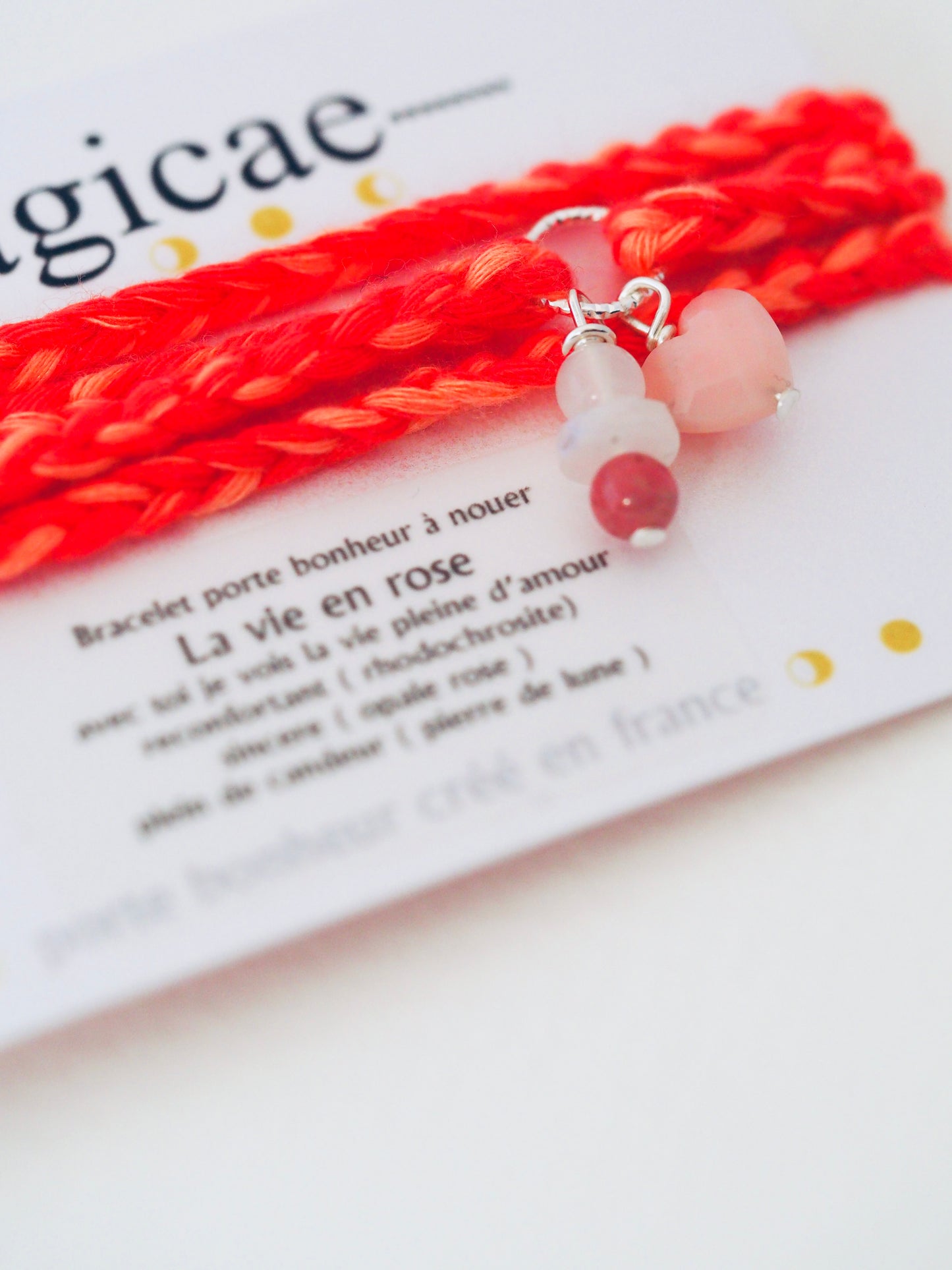Bracelet porte bonheur a nouer 4 TOURS LA VIE EN ROSE - Magicae