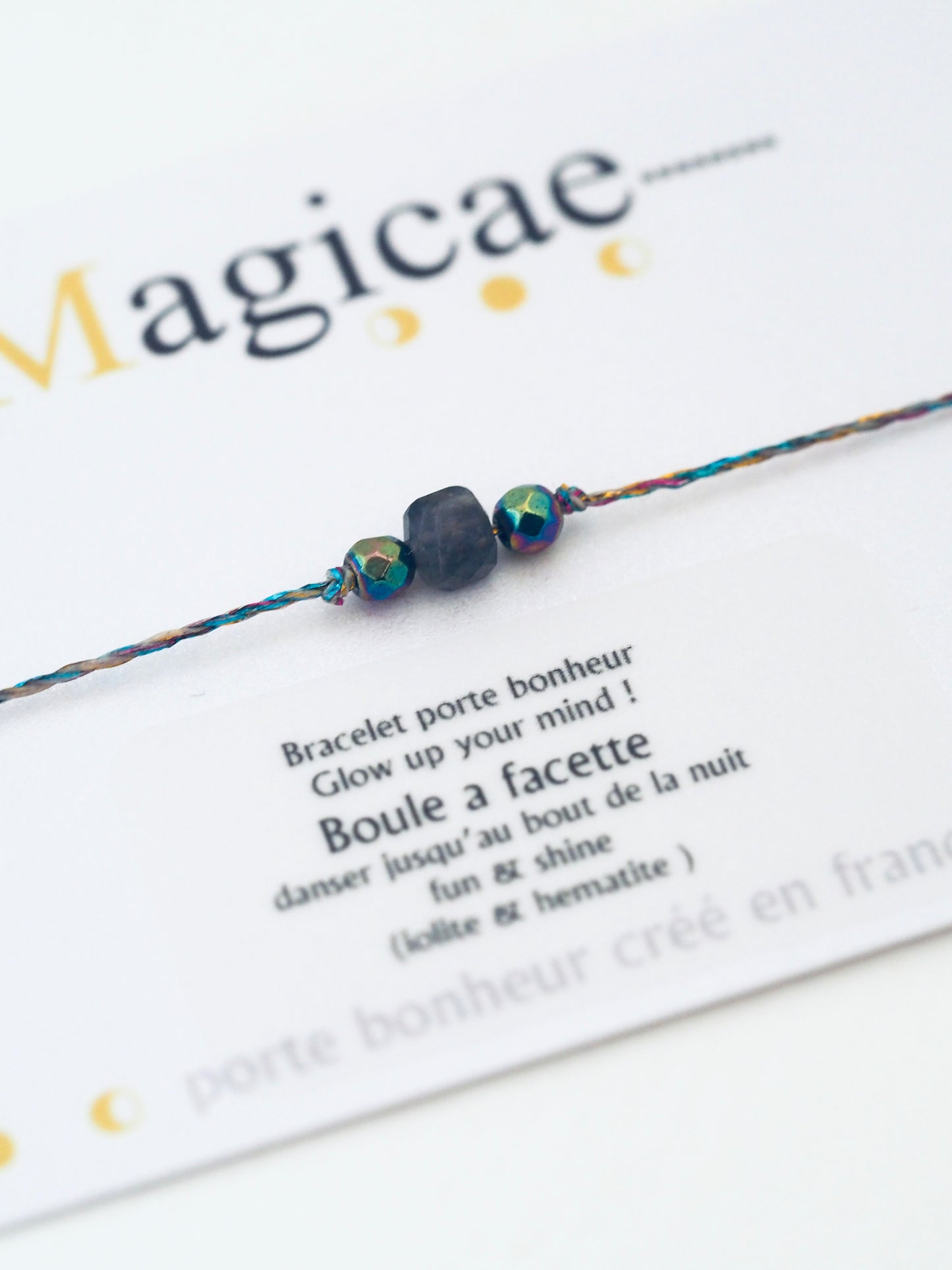 Bracelet porte bonheur glow up Your mind BOULE A FACETTE