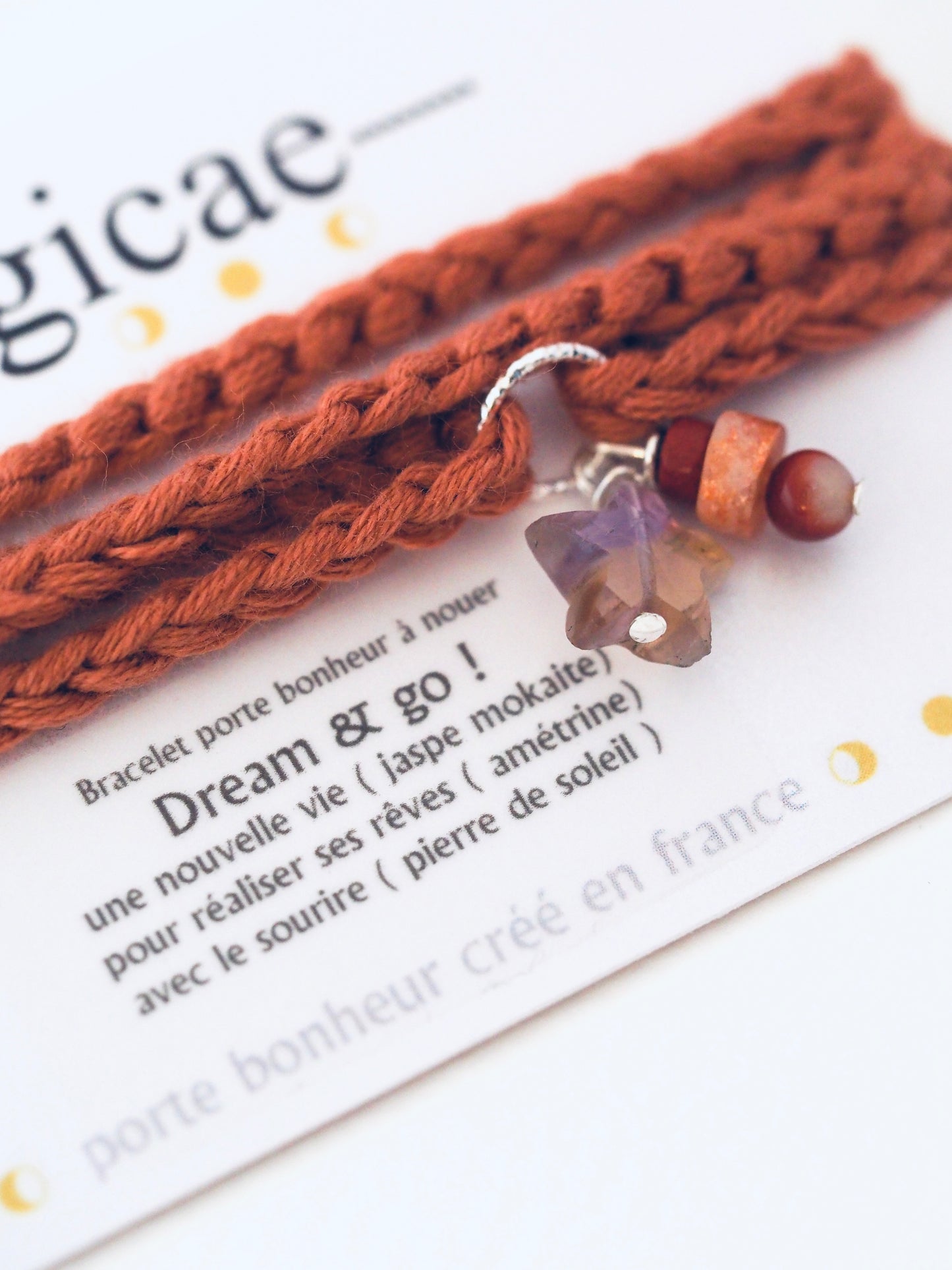 Bracelet porte bonheur a nouer 4 Tours DREAM & GO - Magicae
