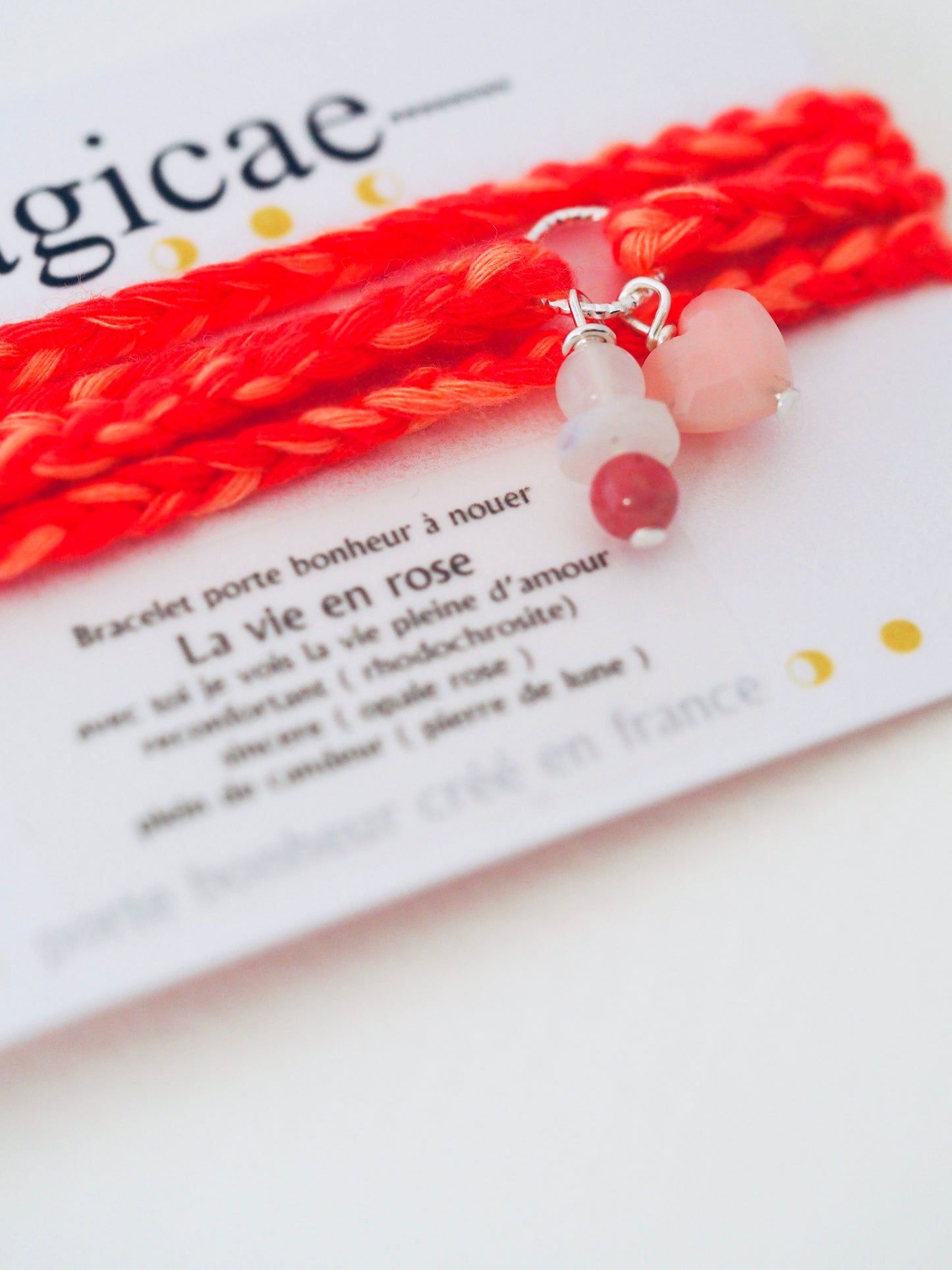 Bracelet porte bonheur a nouer 4 TOURS LA VIE EN ROSE