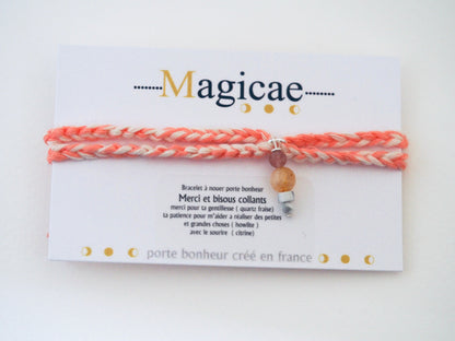 Bracelet porte bonheur a nouer MERCI ET BISOUS COLLANTS - Magicae