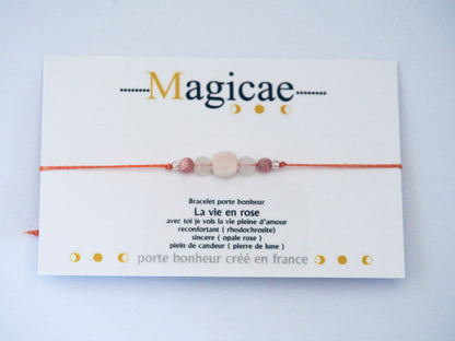 Bracelet porte bonheur « LA VIE EN ROSE » - Magicae