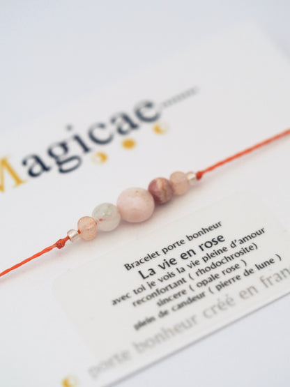 Bracelet porte bonheur « LA VIE EN ROSE » - Magicae